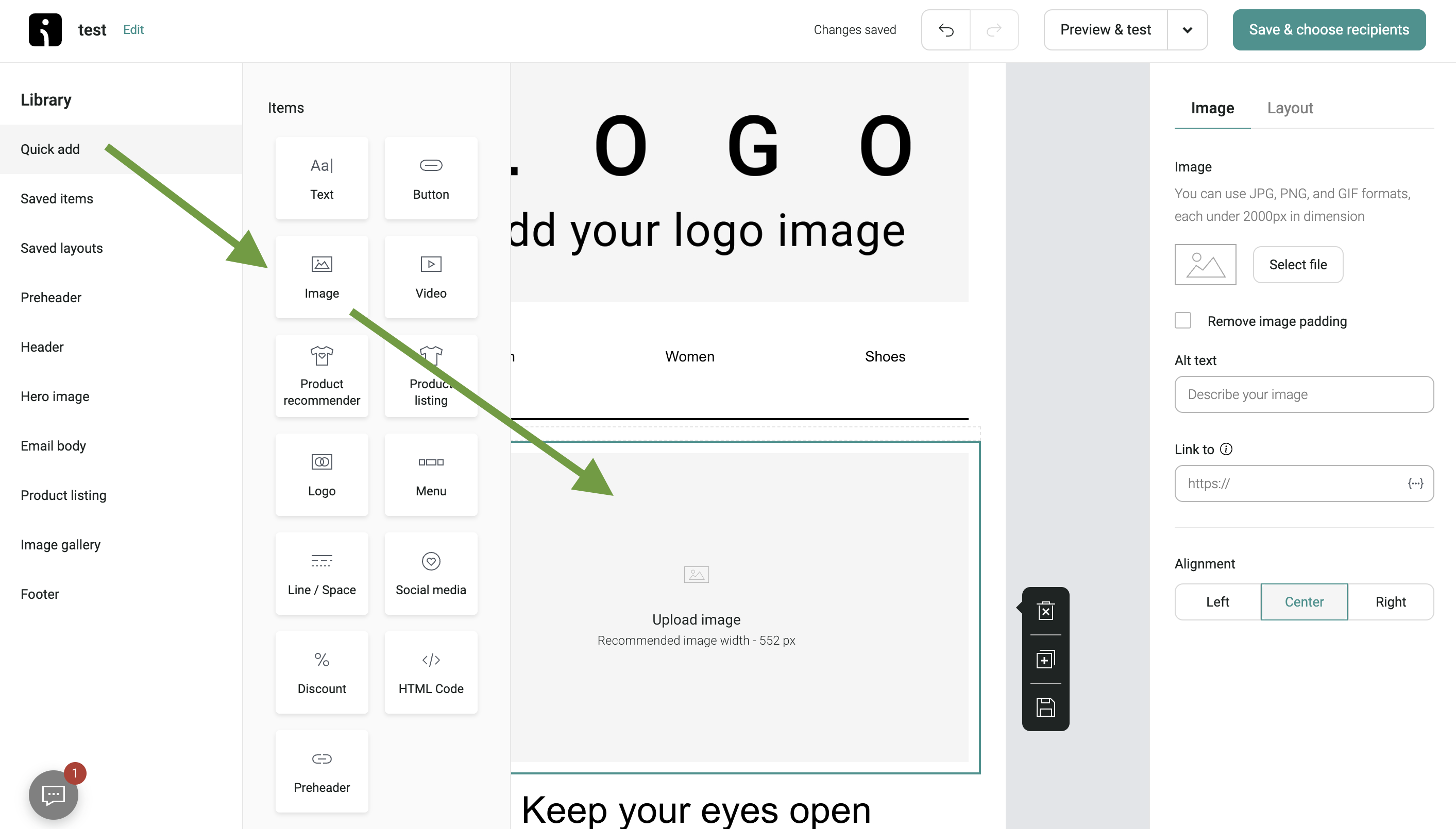 Omnisend email builder