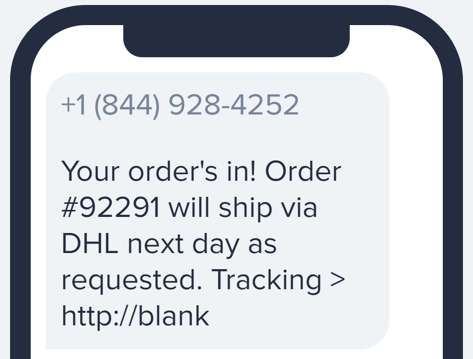 order confirmation sms