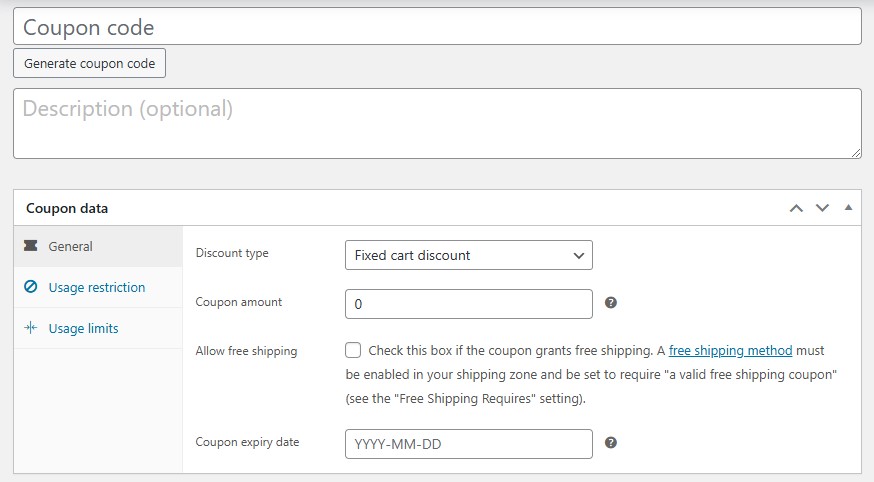 setting up coupons