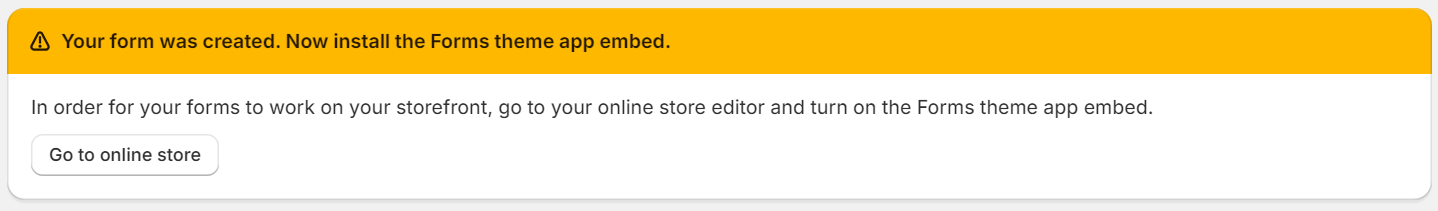 turning on forms theme app embed