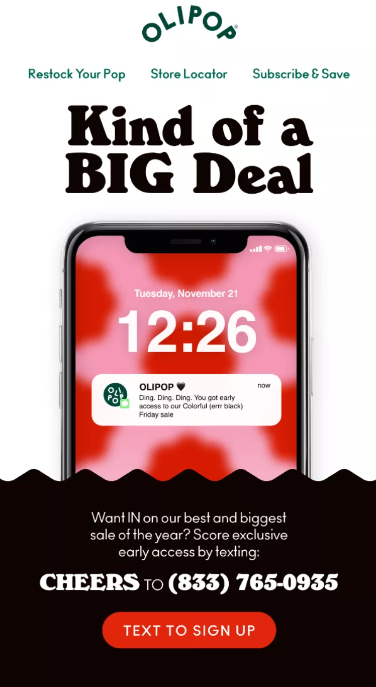 olipop pre-sale email