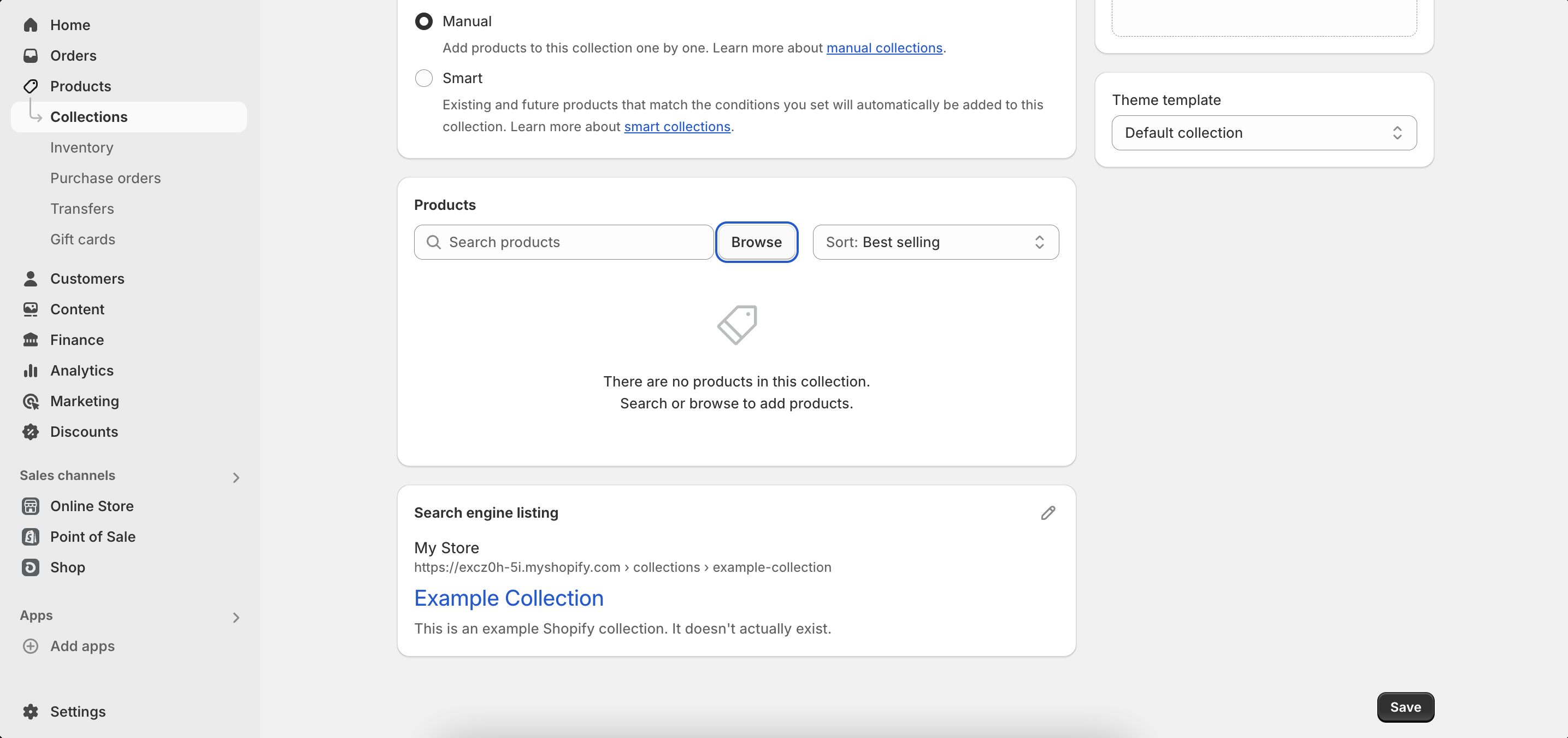 adding products in manual collection