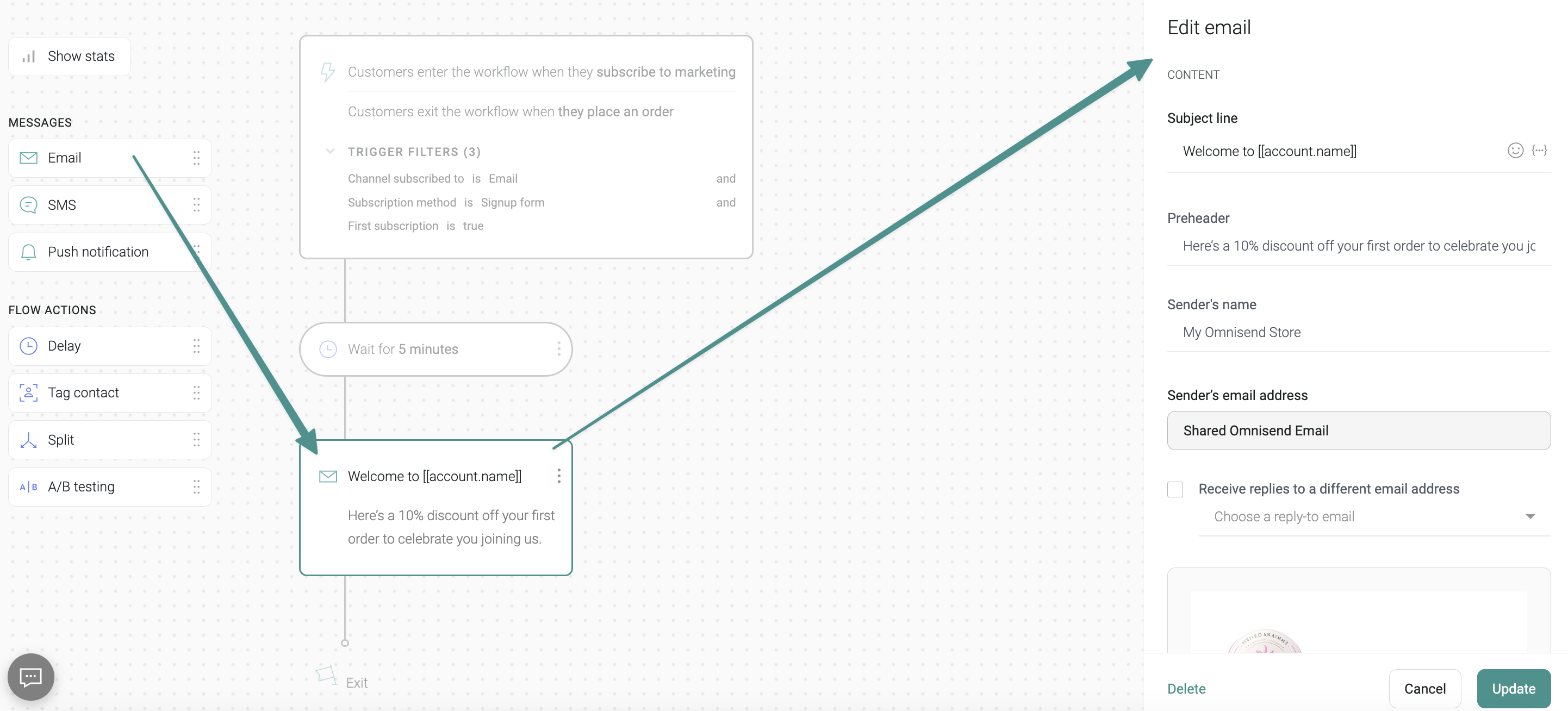 editing email content