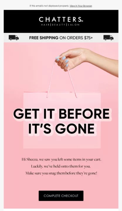 abandoned cart email