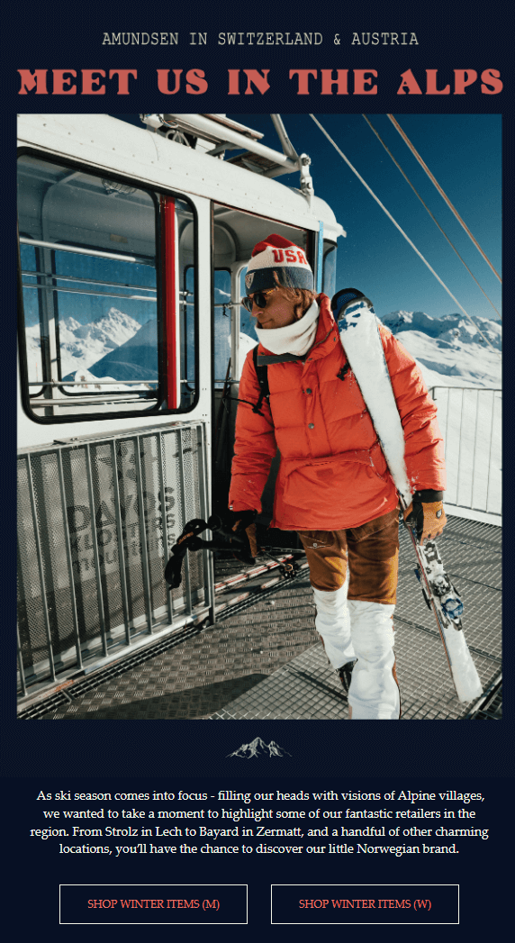 newsletter examples: amundsen sports