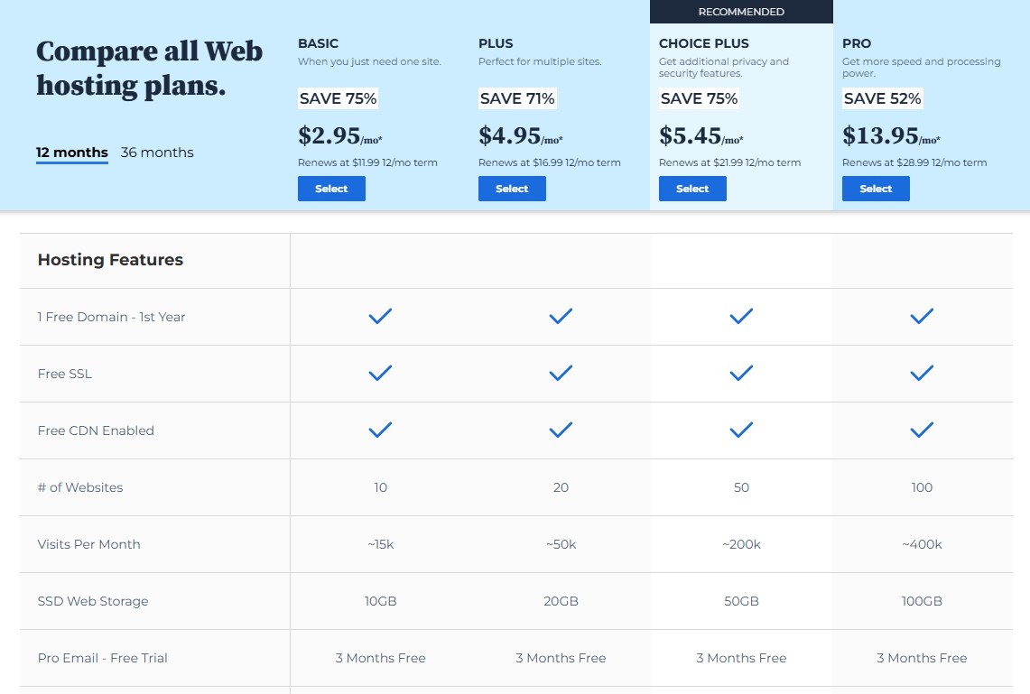 bluehost pricing