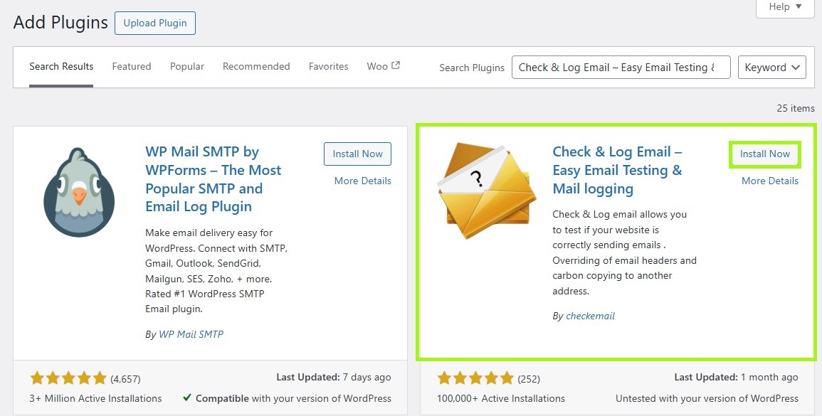 WordPress send email: check & log email plugin