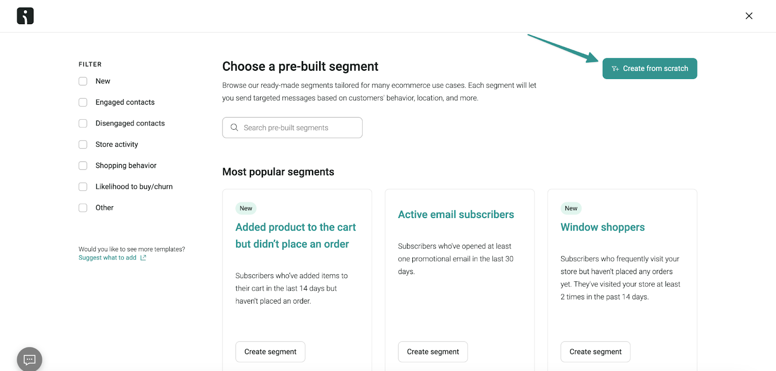 creating segments in Omnisend