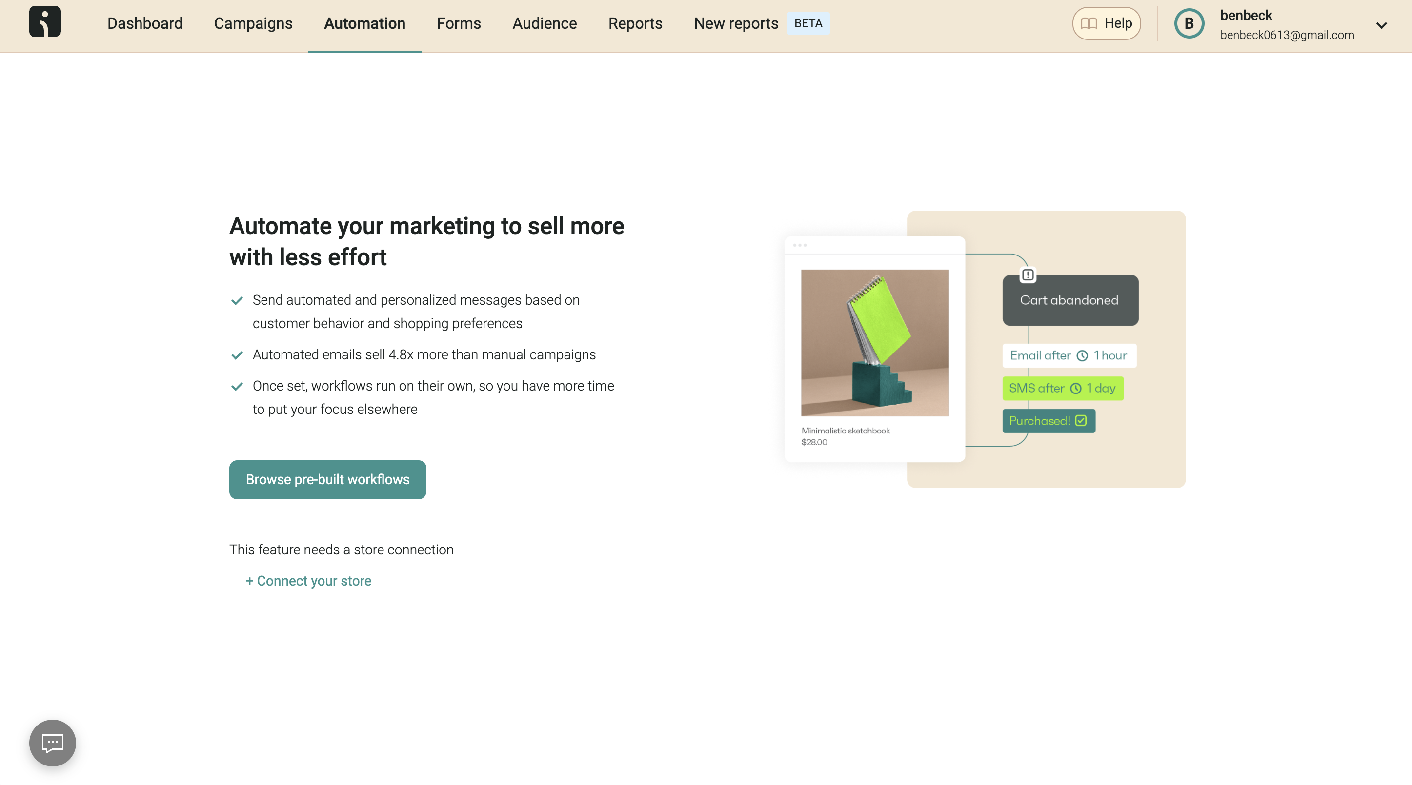 Omnisend dashboard