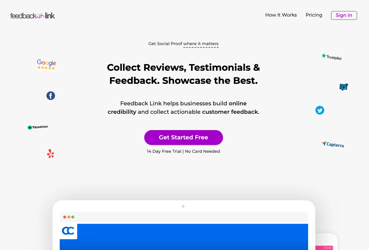 feedback link homepage