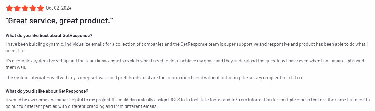 getresponse on g2
