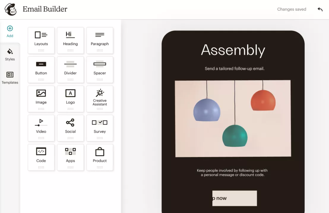 Omnisend vs Mailchimp: Mailchimp email builder