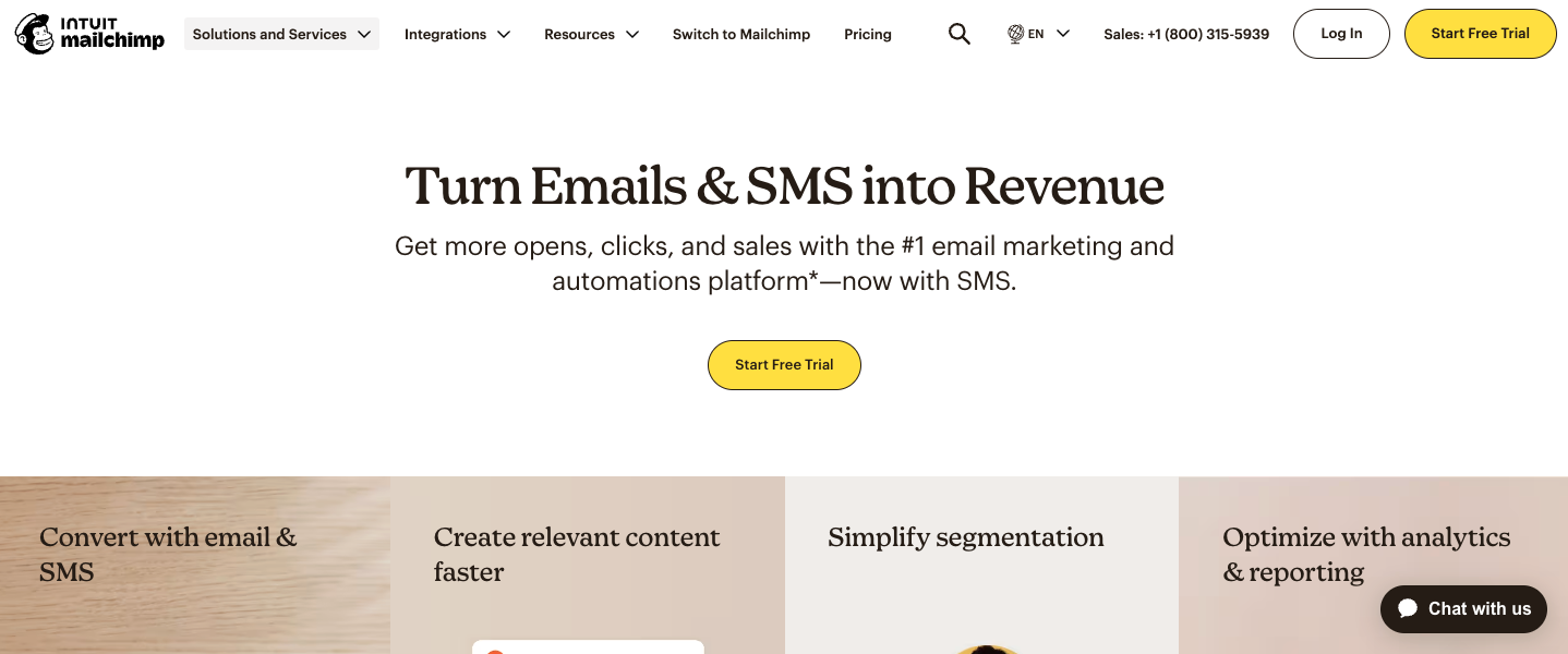 Mailchimp homepage