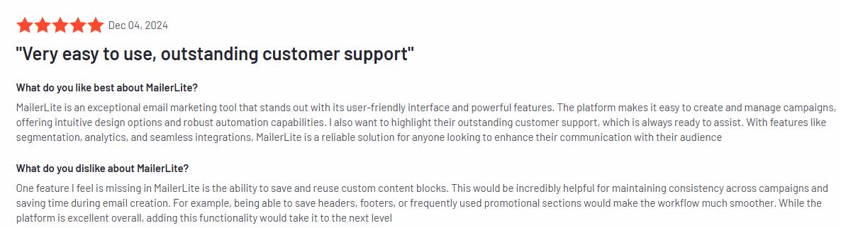 mailerlite on g2