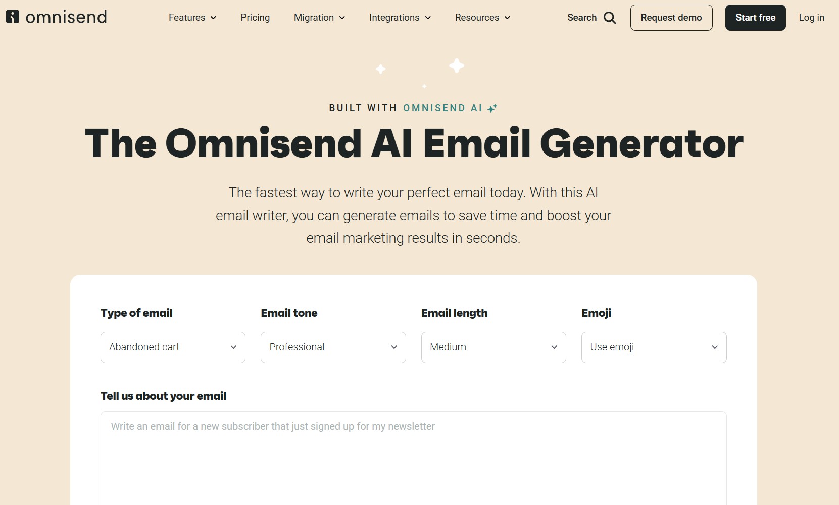 Omnisend AI email generator