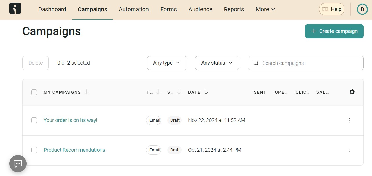 WordPress send email: Omnisend campaigns