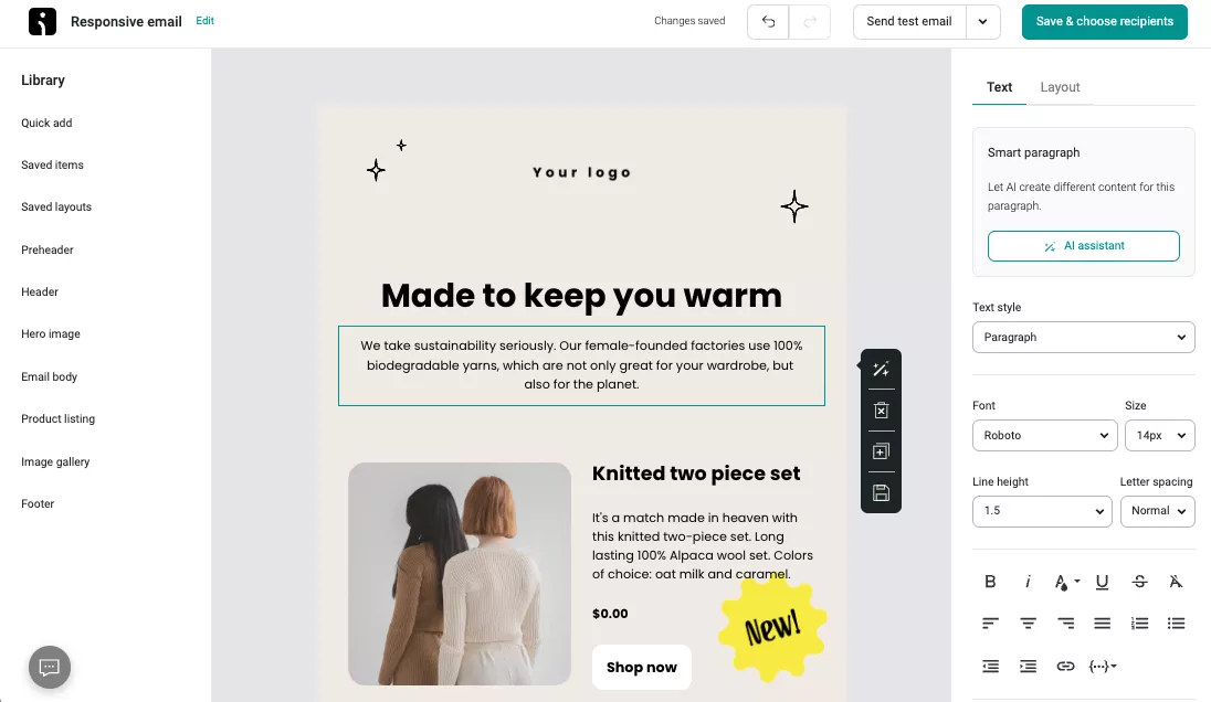 Omnisend email builder