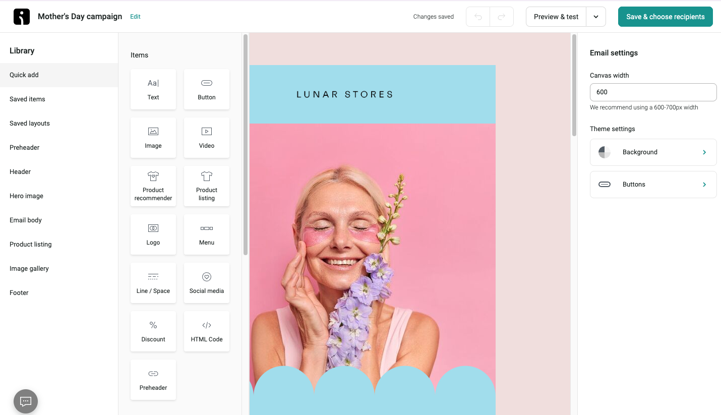 Omnisend vs Mailchimp: Omnisend email builder