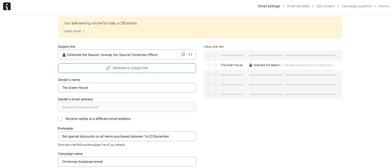 email settings
