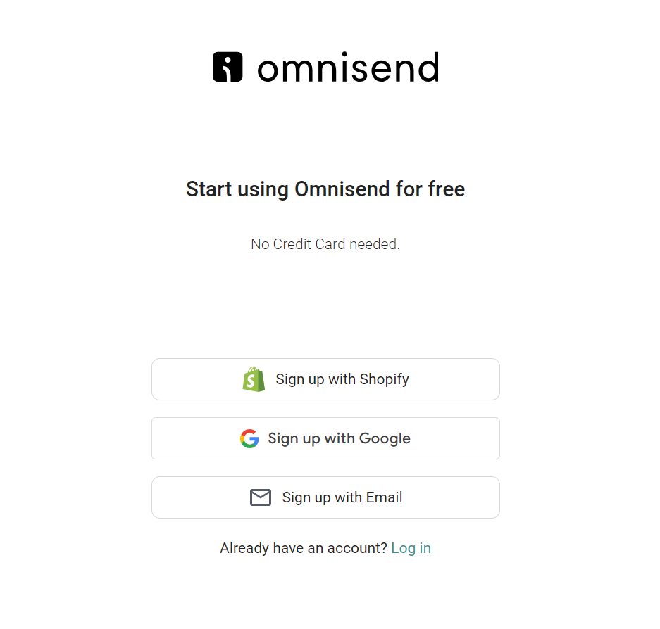 Omnisend signup page