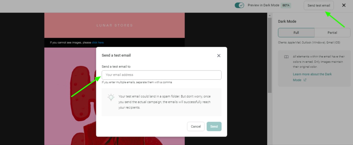 sending test email