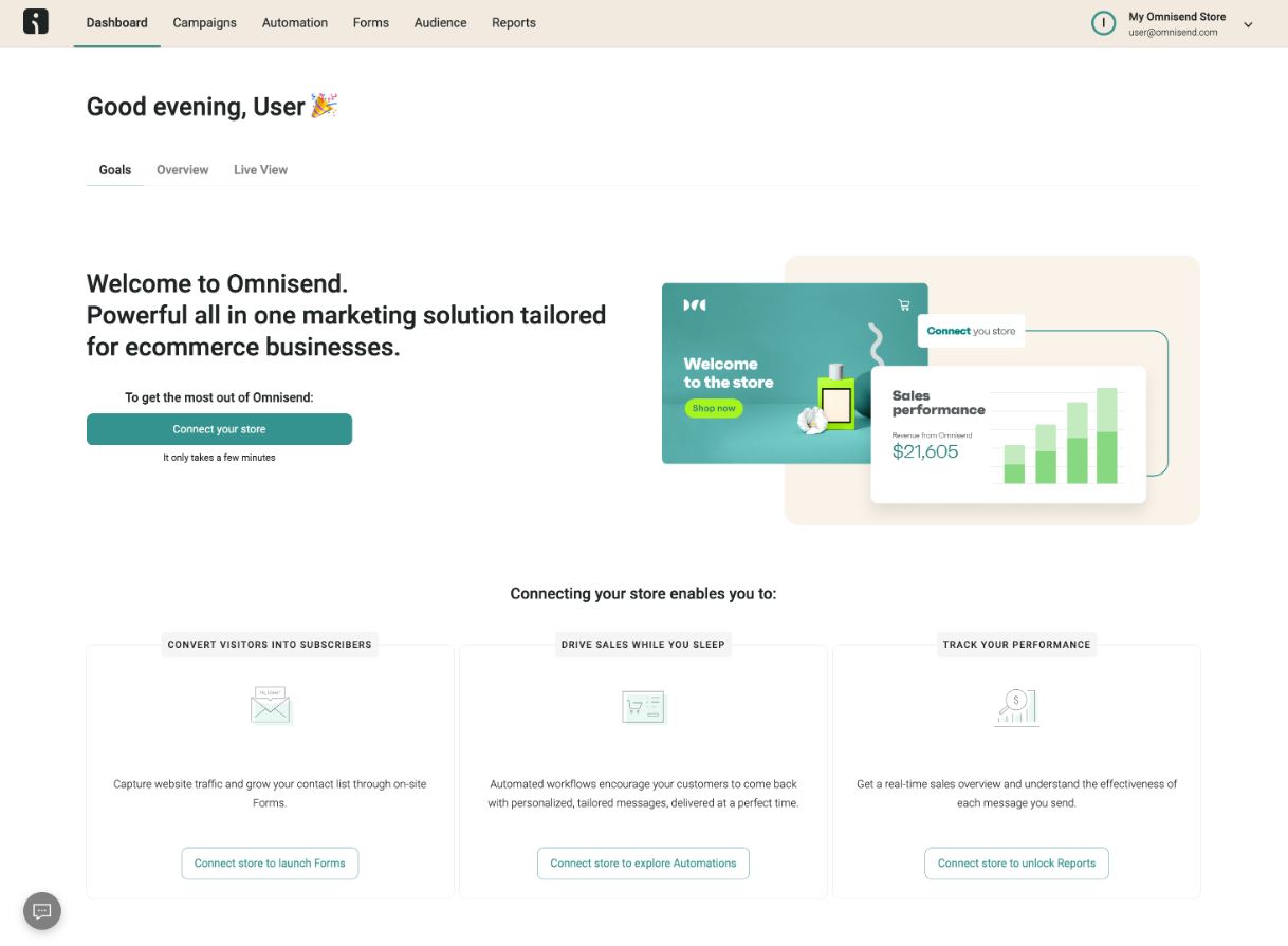 Omnisend dashboard