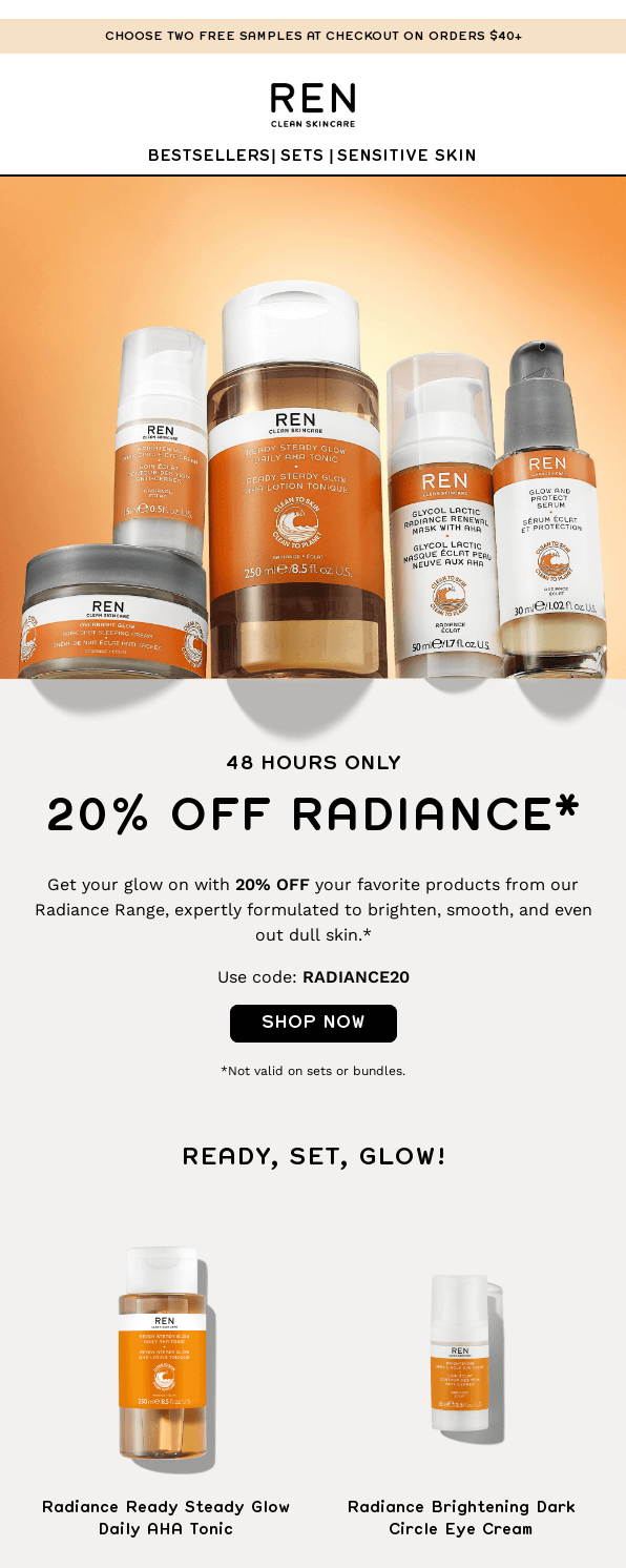ren skincare discount email example