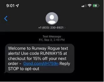 runway rogue sms