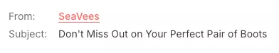 don't miss this subject line example from seavess