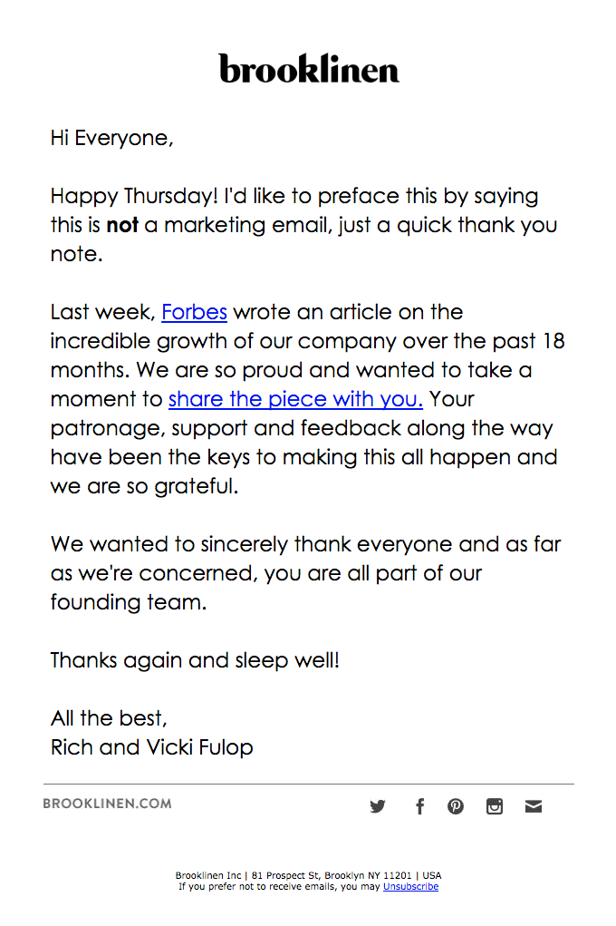 thank you email