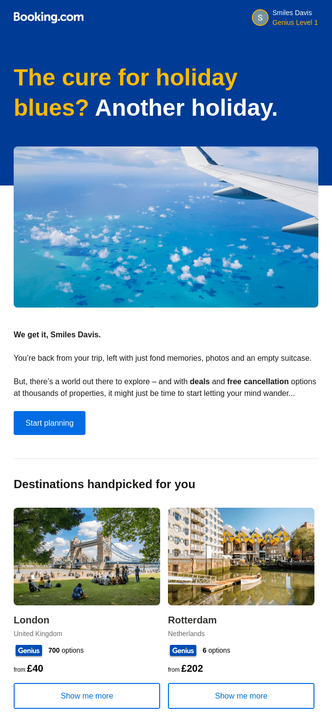 holiday recovery email