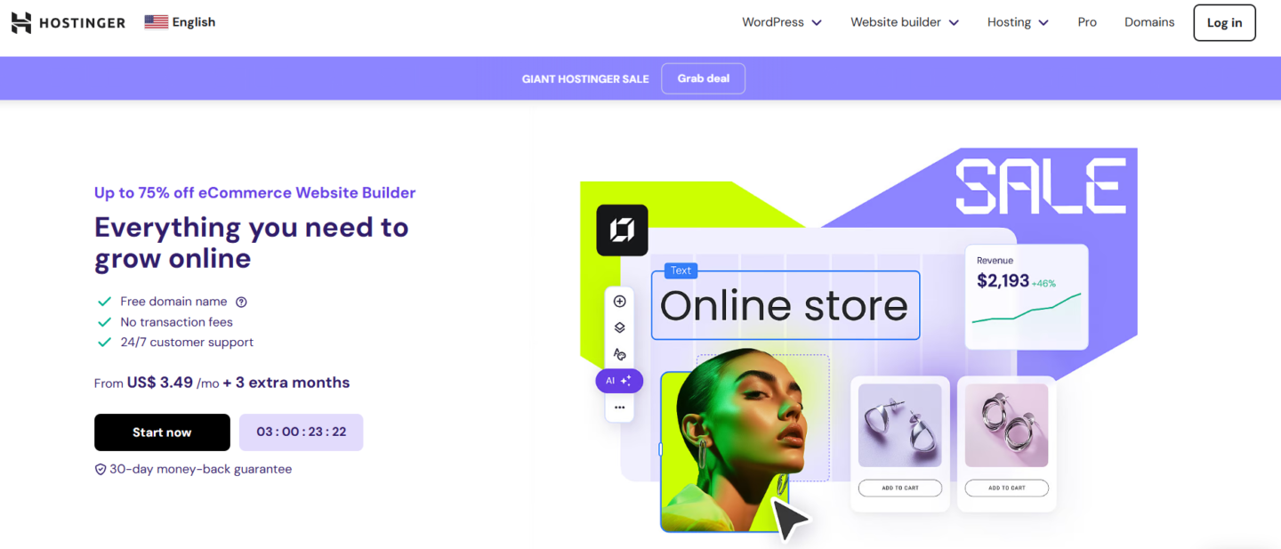 hostinger ecommerce website builder