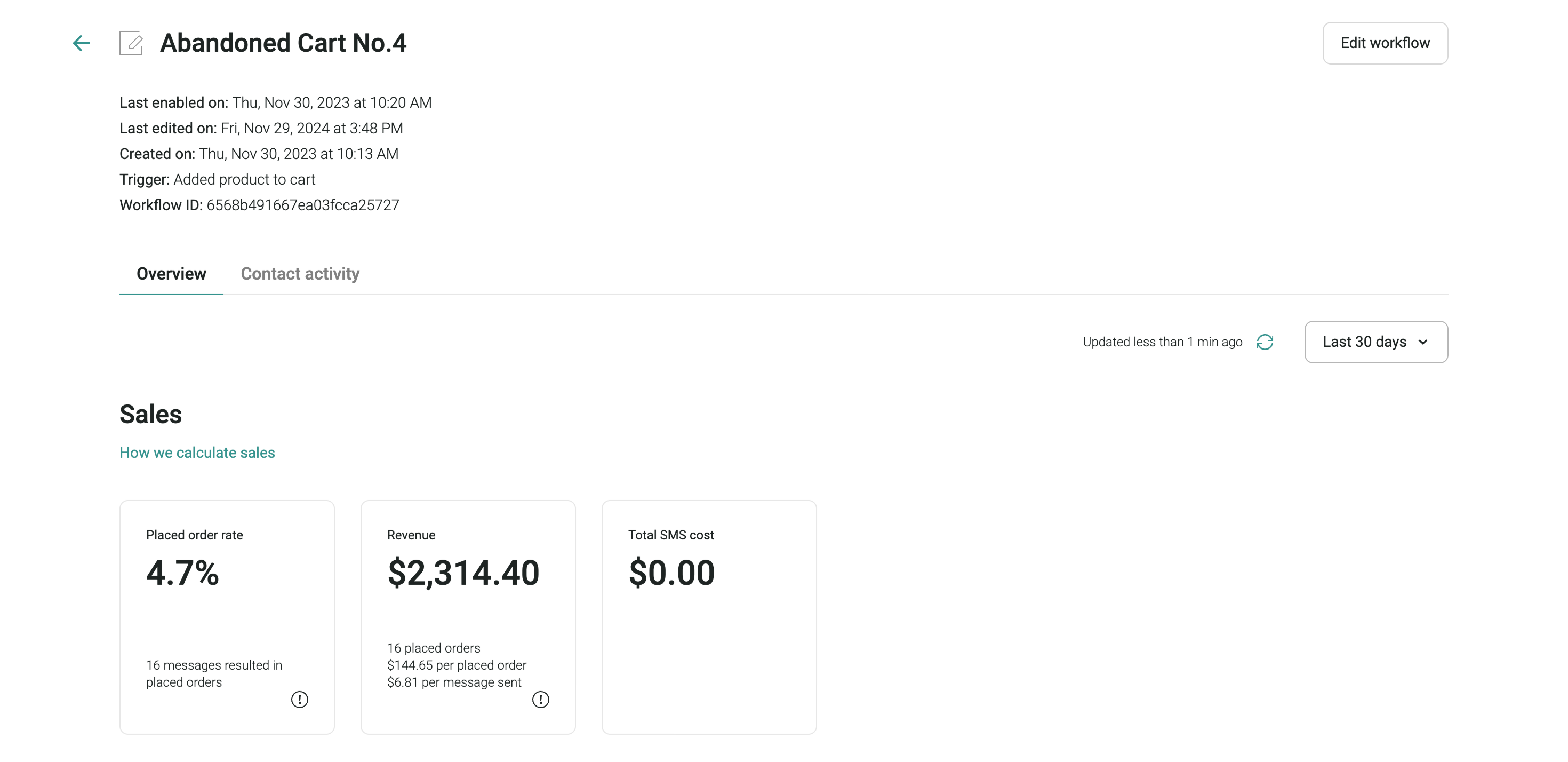 Abandoned cart report