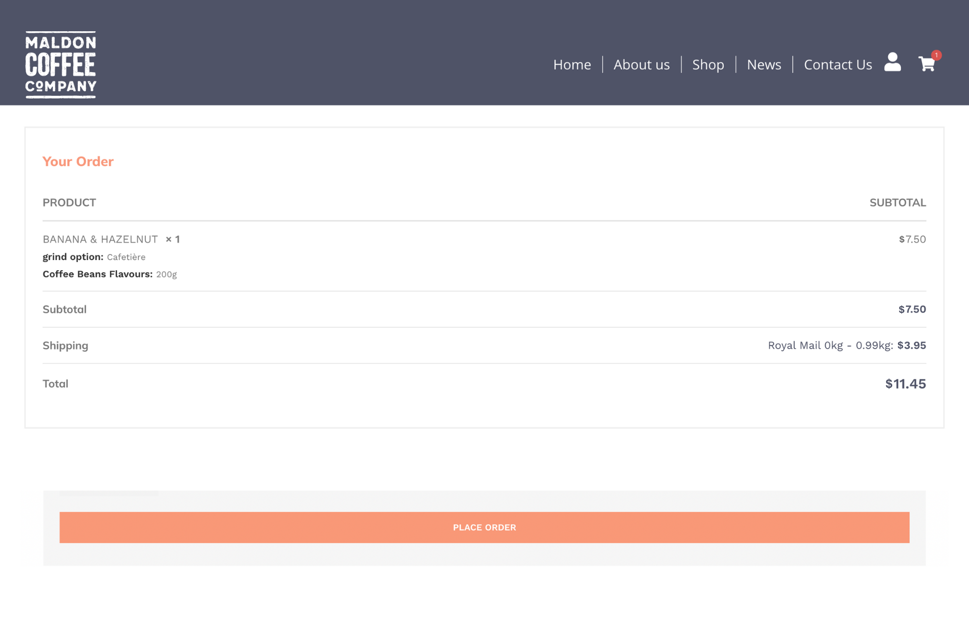 Marketing funnel example: purchase stage example from maldon coffee company
