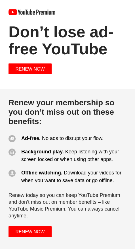 subscription renewal email