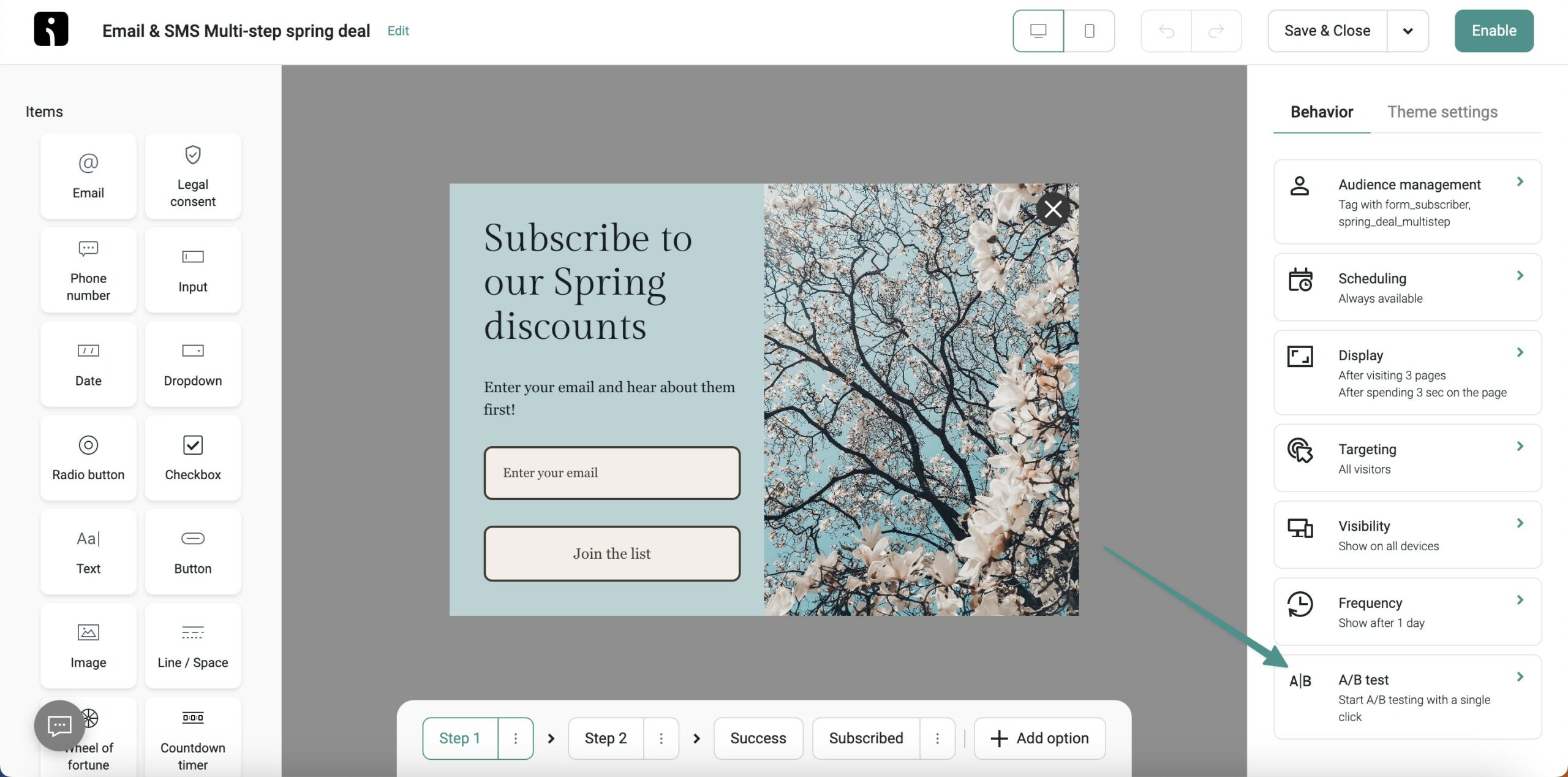 a/b testing popups