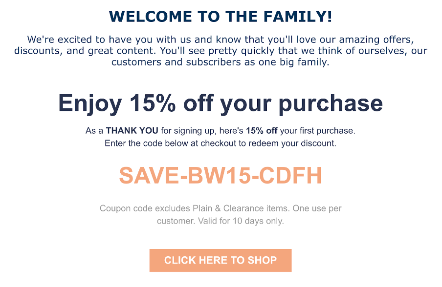 b-wear welcome email