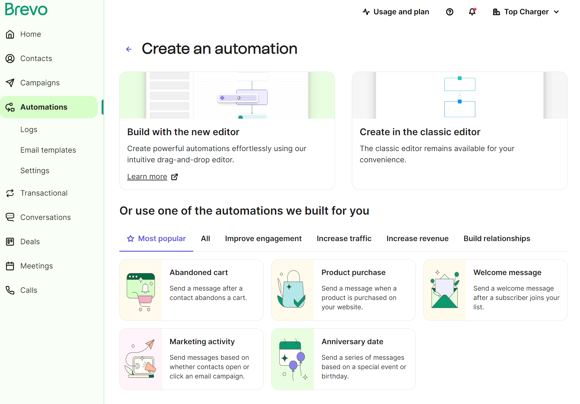 Brevo vs Mailchimp: Brevo automations