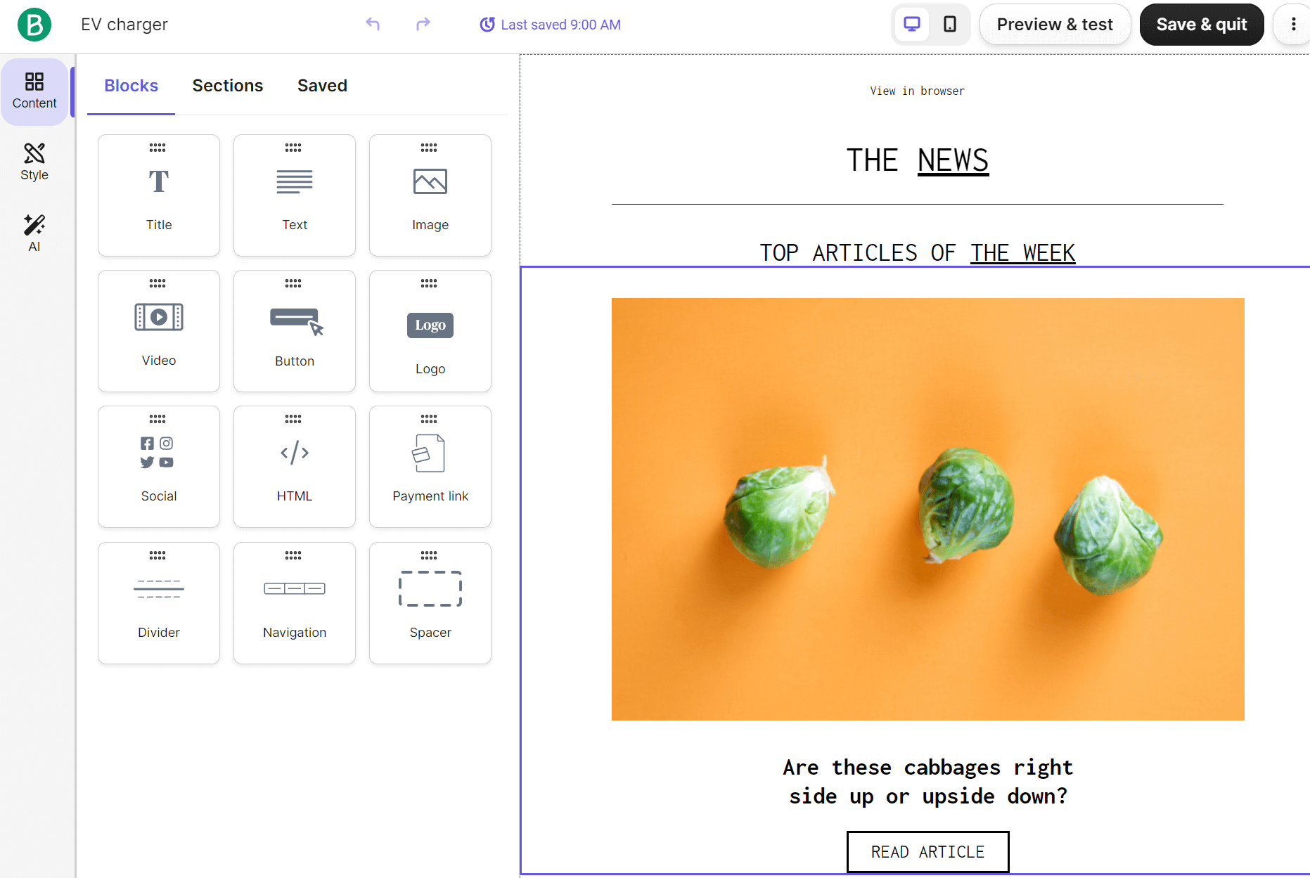 Brevo drag-and-drop editor
