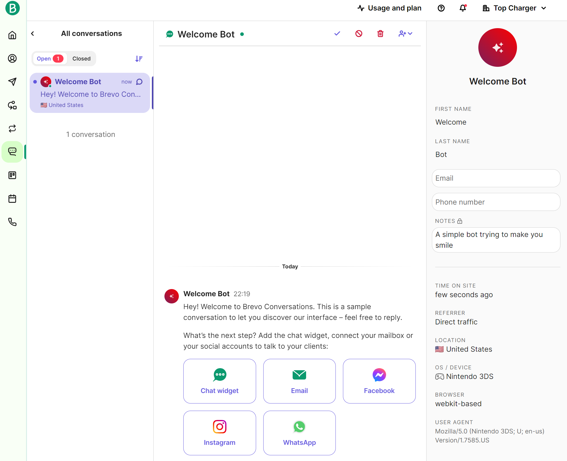 Brevo welcome bot
