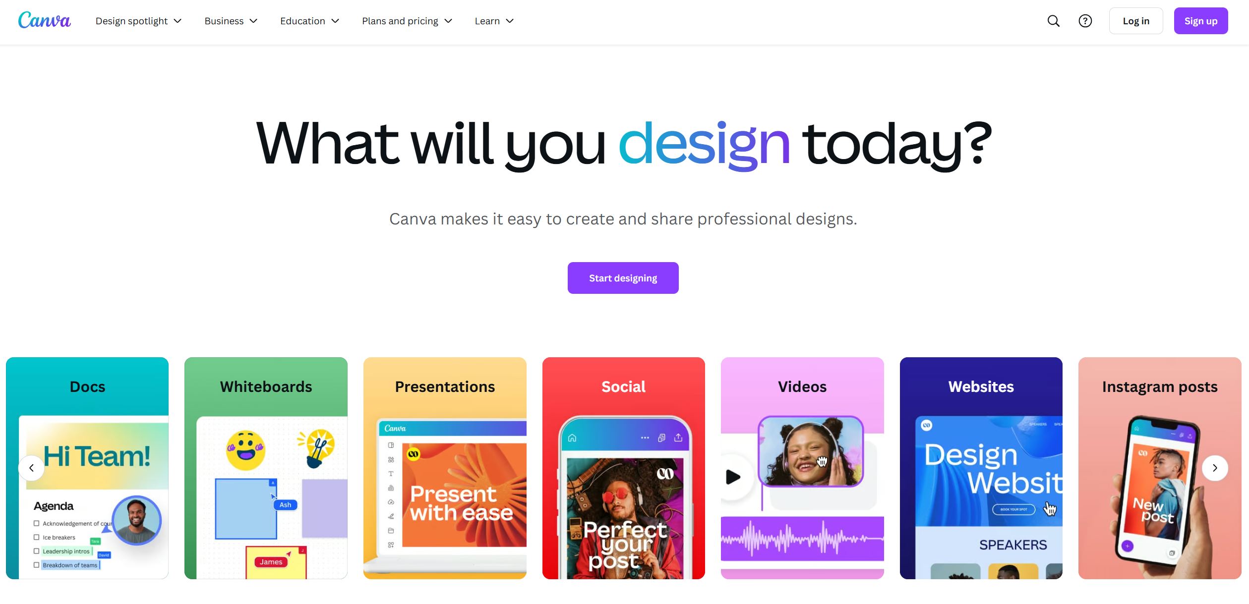 canva homepage