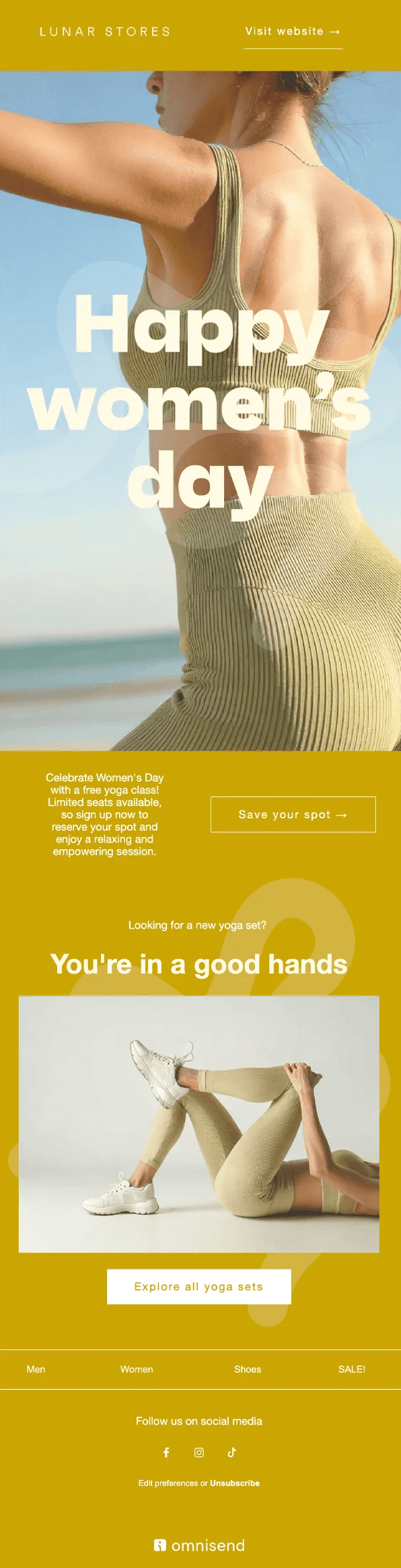 international Women's day email example: Omnisend template