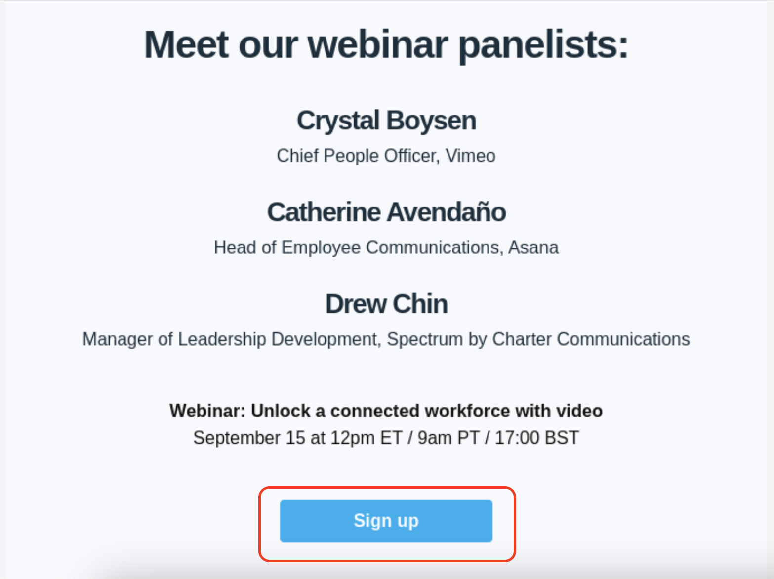 webinar invitation email: compelling CTA