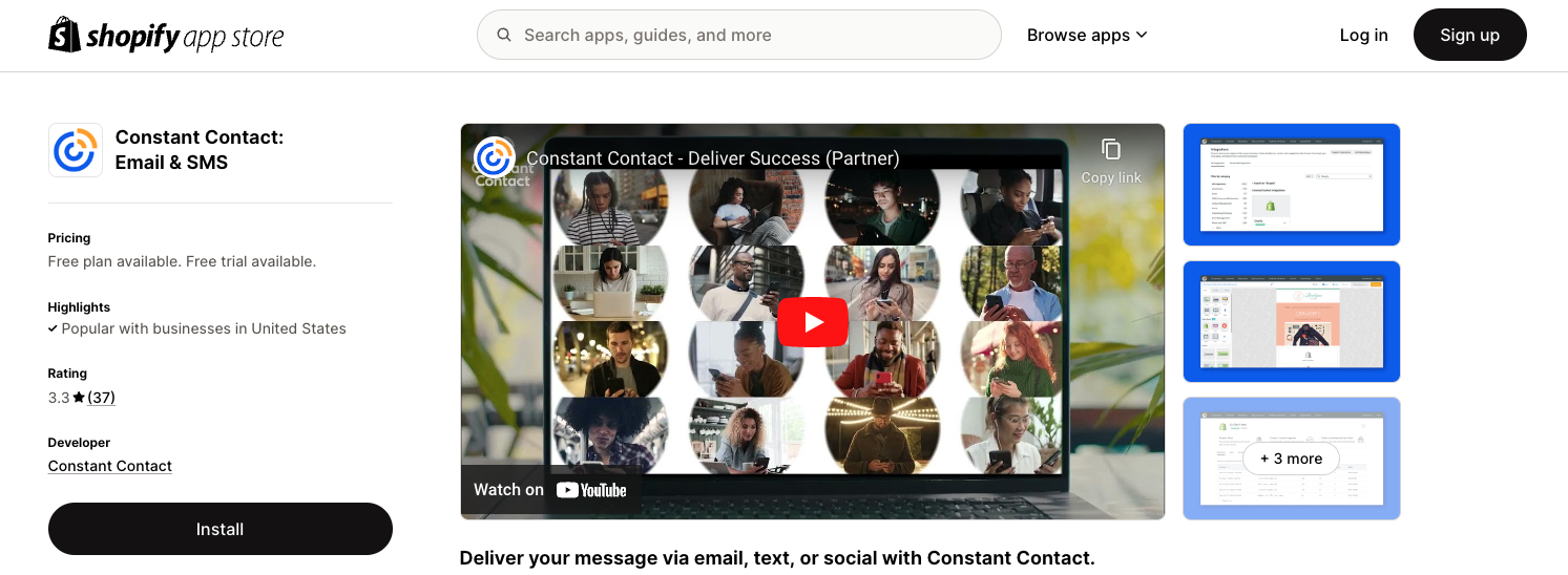 Best email marketing for Shopify: Constant Contact