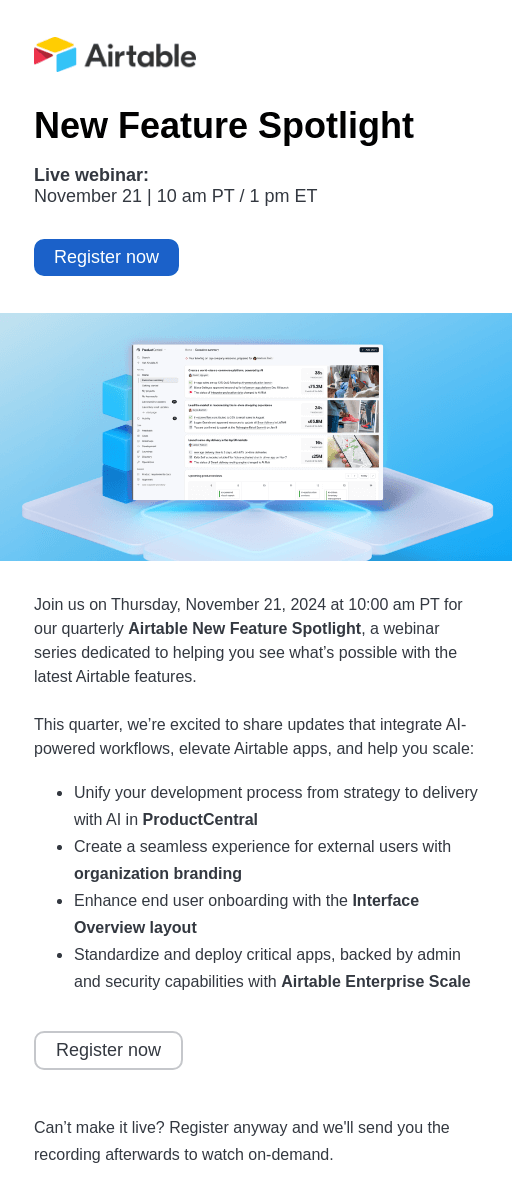 webinar invitation email: customer focused