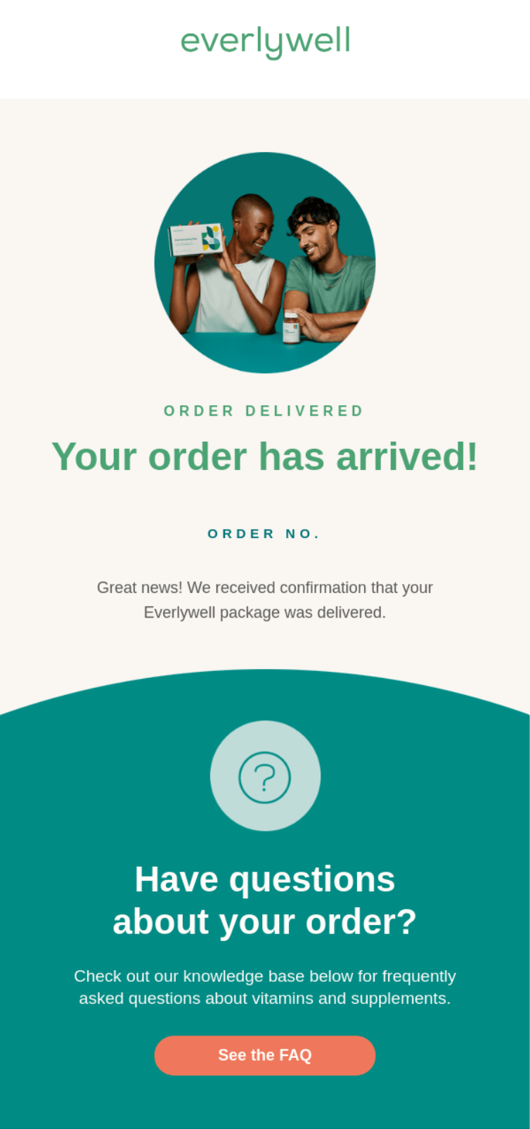 Delivery confirmation email
