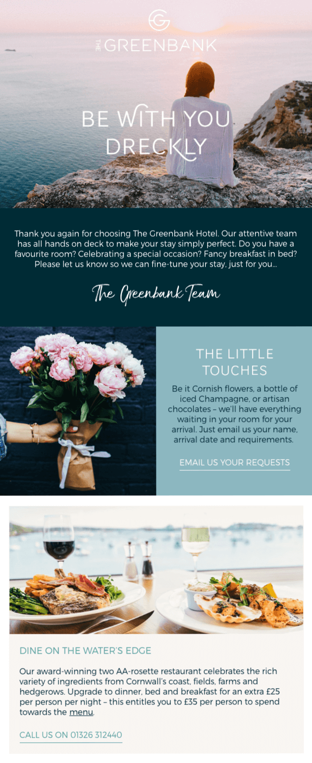 hotel email marketing: greenbank hotel