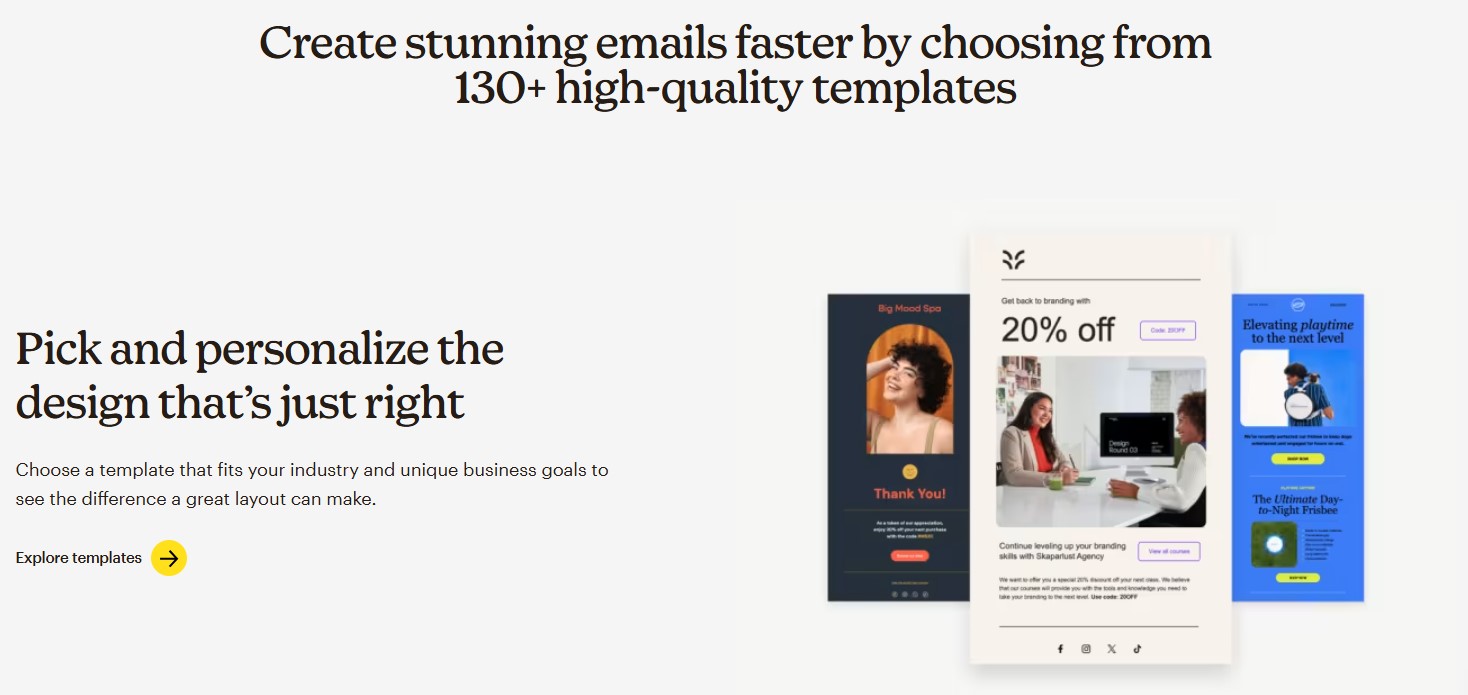 klaviyo vs mailchimp: mailchimp templates