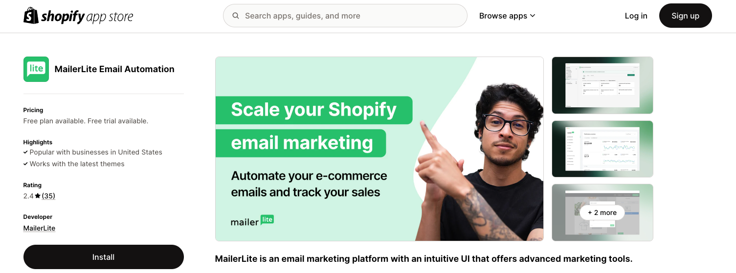 Best email marketing for Shopify: Mailerlite