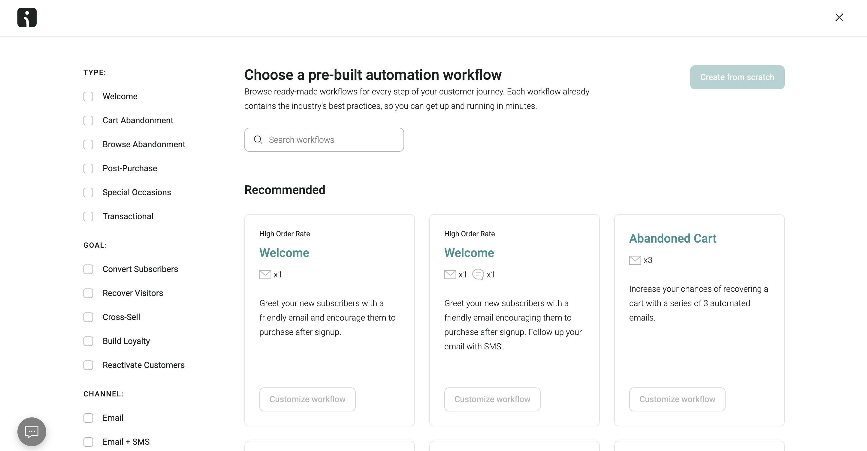 real estate email templates: Omnisend dashboard